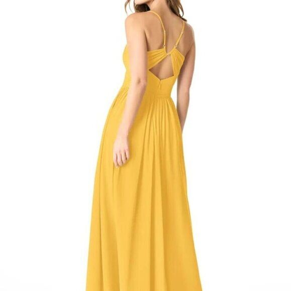 Women's Chiffon Party Maxi Dress Azazie Cora Prom Bridesmaid Marigold Size  6 - mordernwear.com